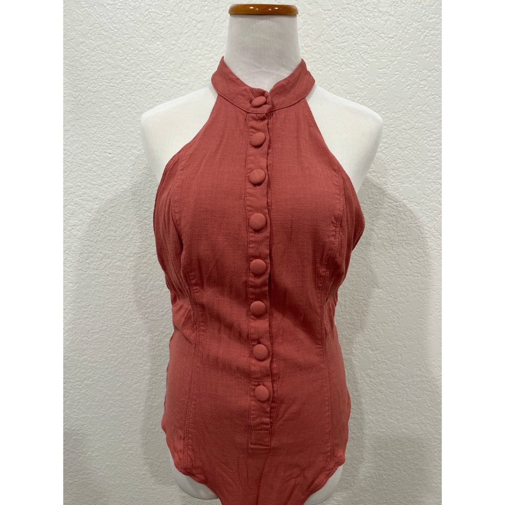 Free People button Halter top body suit size large